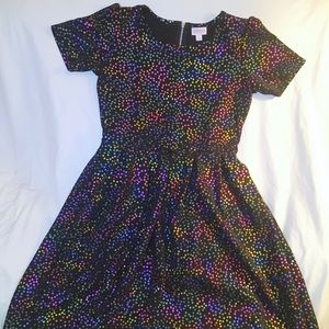 Large Luluroe Amelia black w/ iridescent rainbow